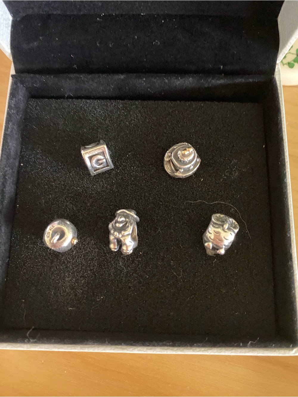 Pandora Sterling Silver charm bundle. Block G, wedding cake, apple, witch, owl